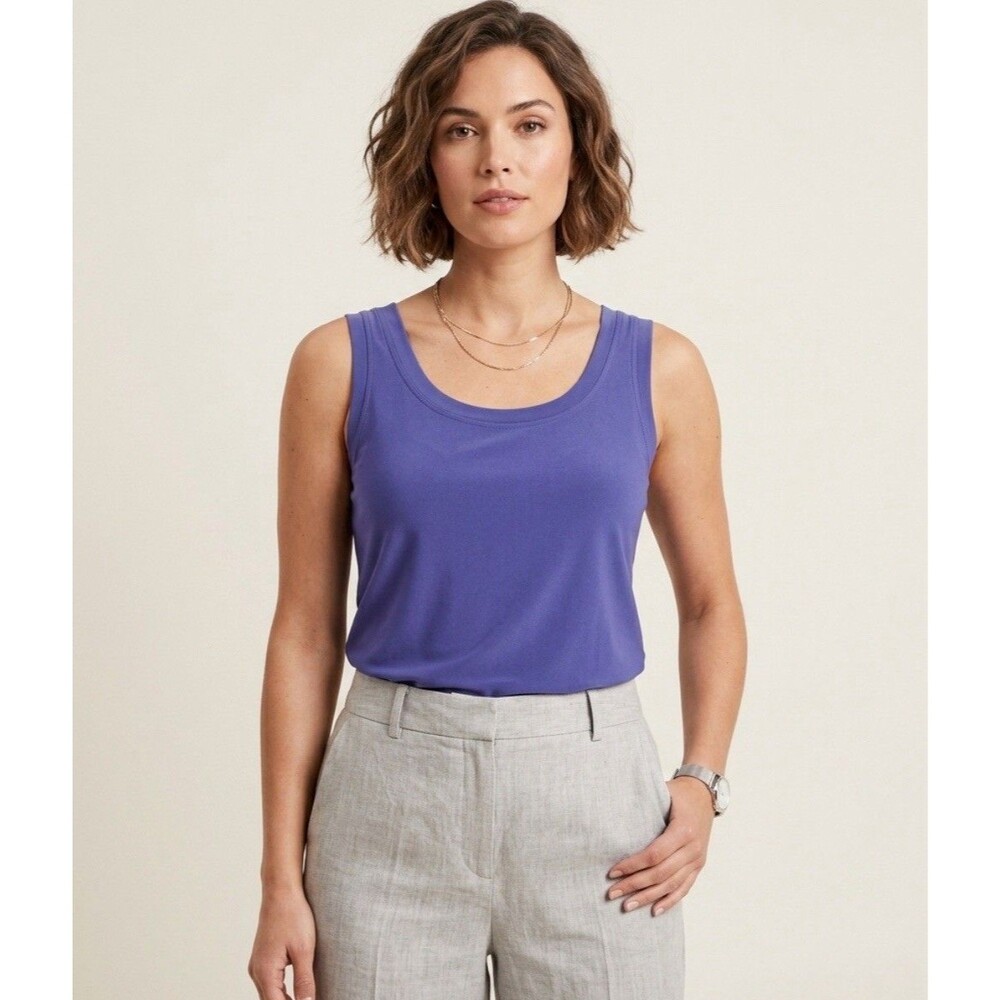 NWT Sympli The Best Sleeveless Purple Soft Feel Stretch Cropped Tank Top Size 12
